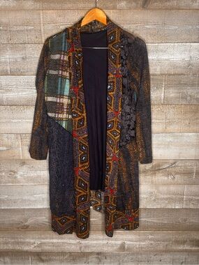 Shana whimsical festival boho-Pattern Open Front Sweater duster indie Cardigan